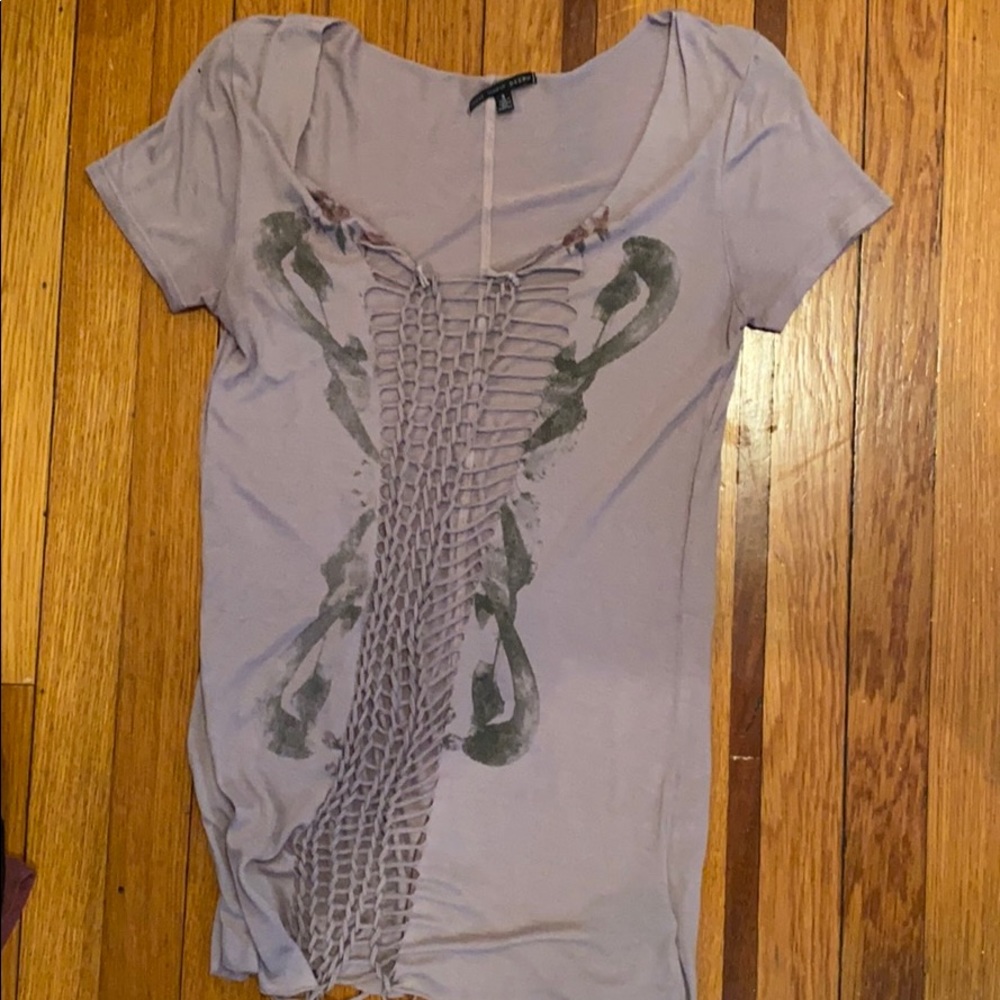 Sexy top with open braiding down the middle